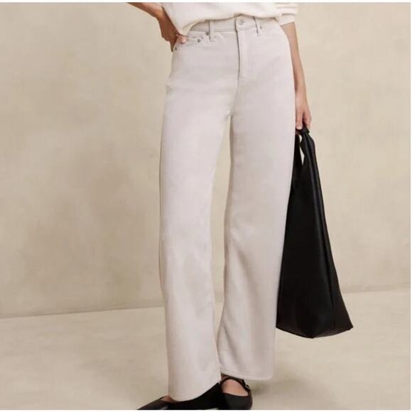 Banana Republic Ultra High Rise Wide Leg Vegan Suede Pants Womens 32 14 Selenite - Picture 1 of 8